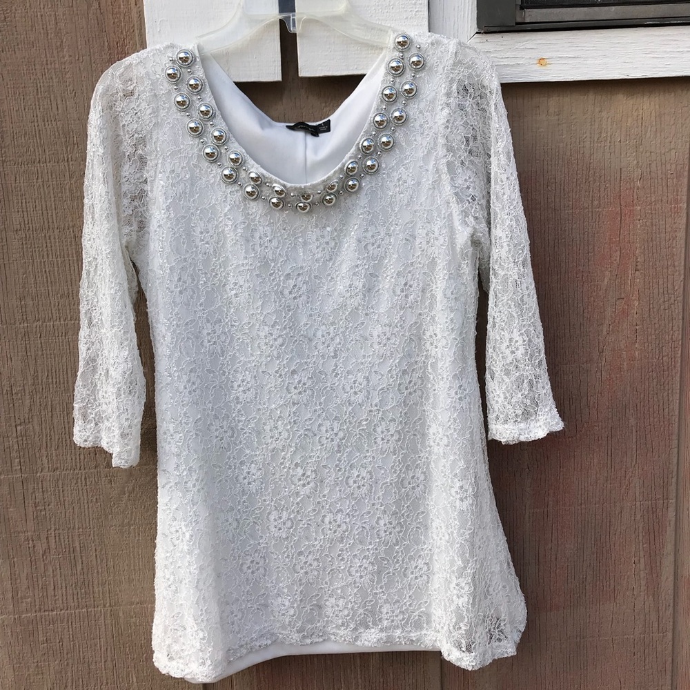 Winter white Lavanya lace tunic